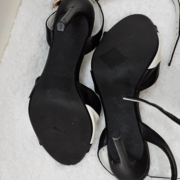 EXPRESS Black & White Crisscross Strap Heels – Size 6 - Picture 6 of 8
